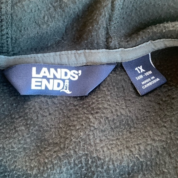 Lands’ End Black Fleece Half Zip Pull Over Hoodie Size 1X‎ - Picture 3 of 5